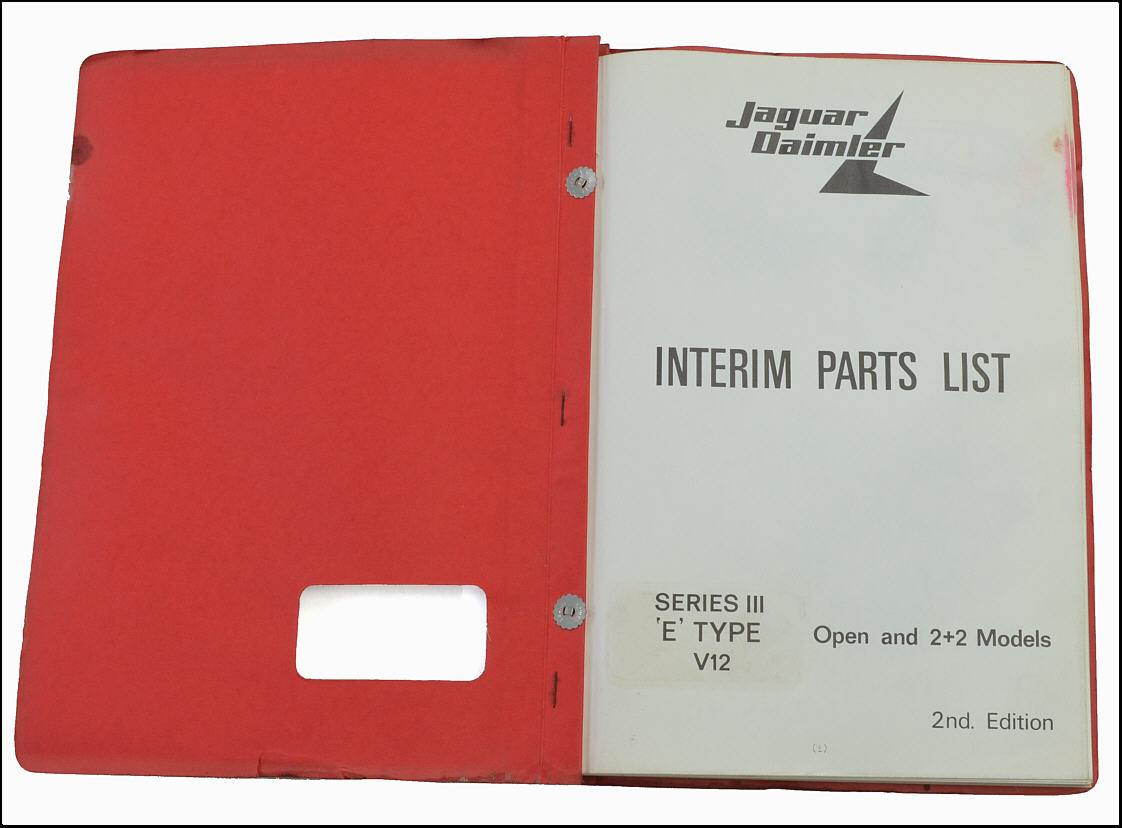 Jaguar E Type V12 Interim Parts List