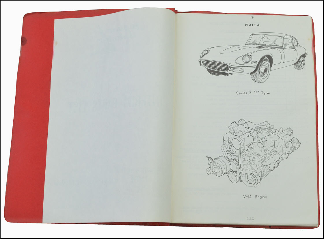 Jaguar E Type V12 Interim Parts List